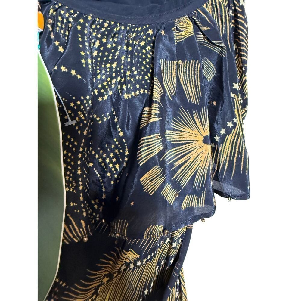 NWT Farm Rio Golden Foliage Black One Shoulder Maxi Dress Sz. XS - Picture 8 of 9